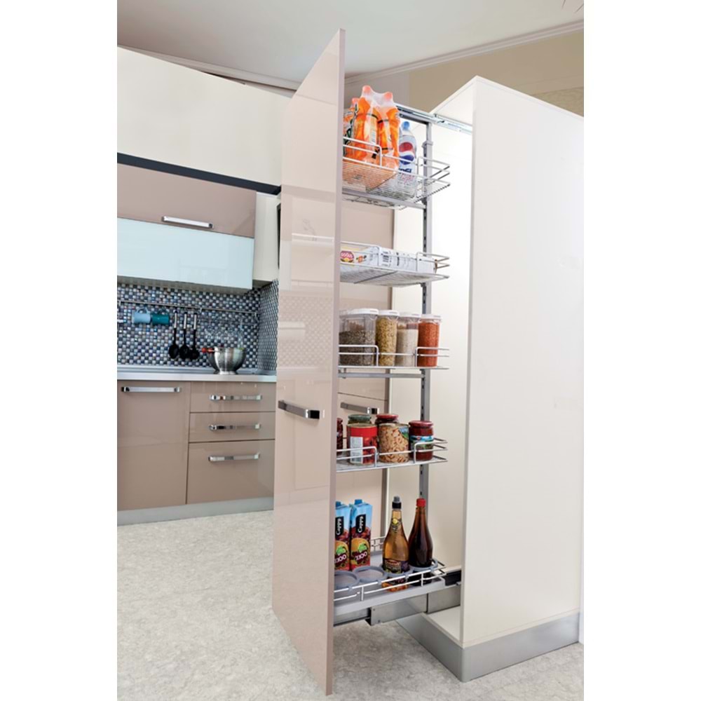 TF02 125-140cm Blum Teleskopik Frenli Kiler 4 Sepet Kapak Ölçüsü :35cm